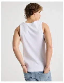 Grab Jersey Rib Singlet in White