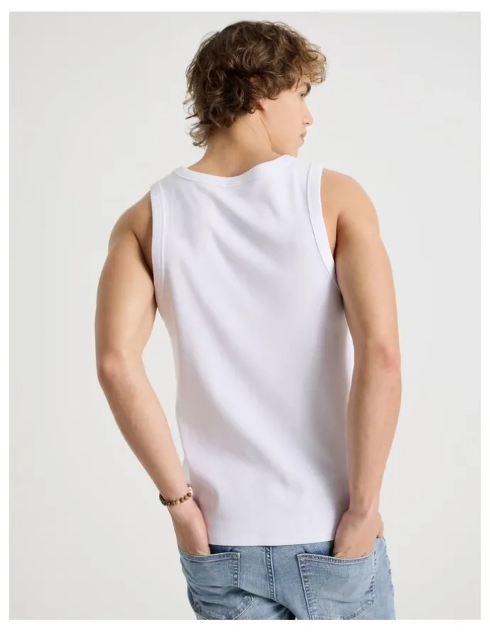 Grab Jersey Rib Singlet in White