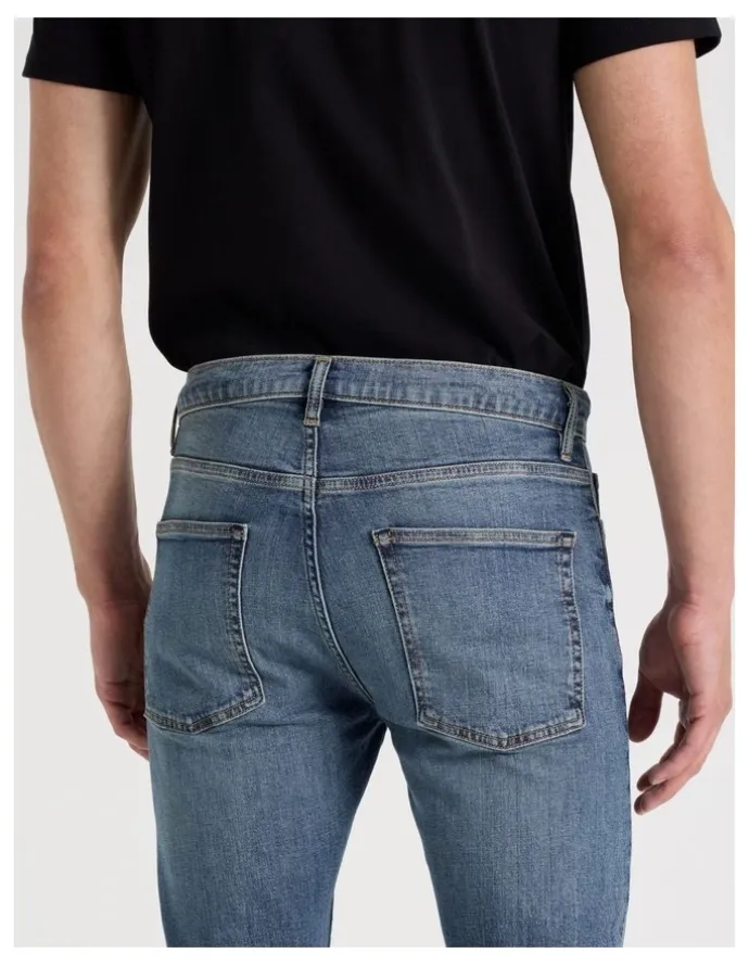Grab Long Skinny At Waist Jeans in Mid Blues