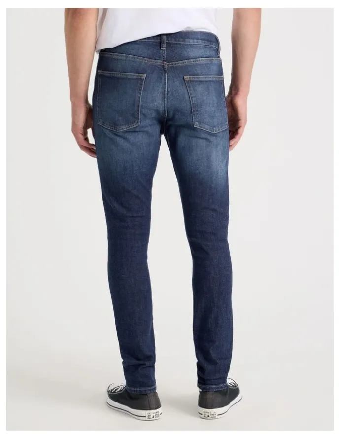 Grab Long Skinny At Waist Tinted Jeans in Dark Denim