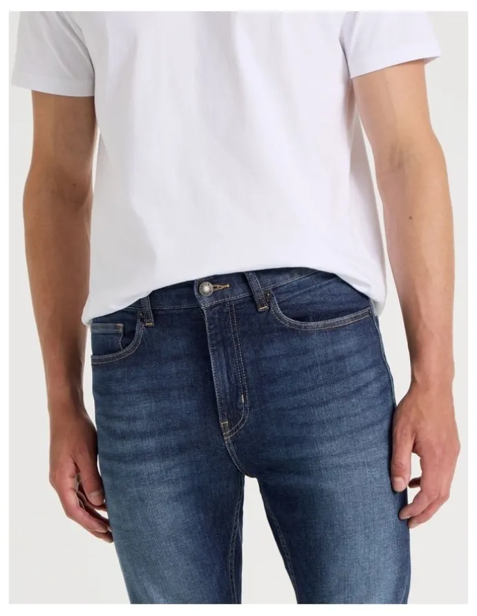 Grab Long Skinny At Waist Tinted Jeans in Dark Denim