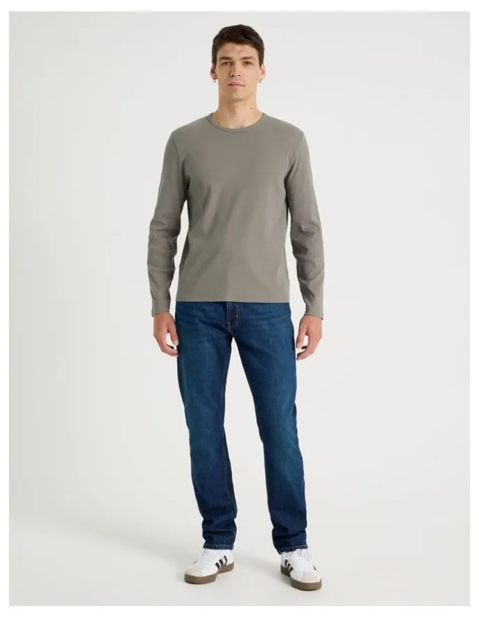 Grab Long Sleeve Rib T-Shirt in Stone