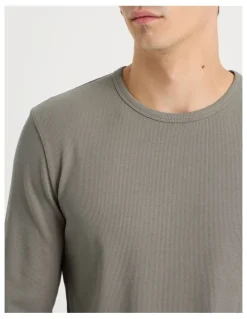 Grab Long Sleeve Rib T-Shirt in Stone