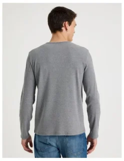 Grab Long Sleeve Rib T-Shirt in Charcoal