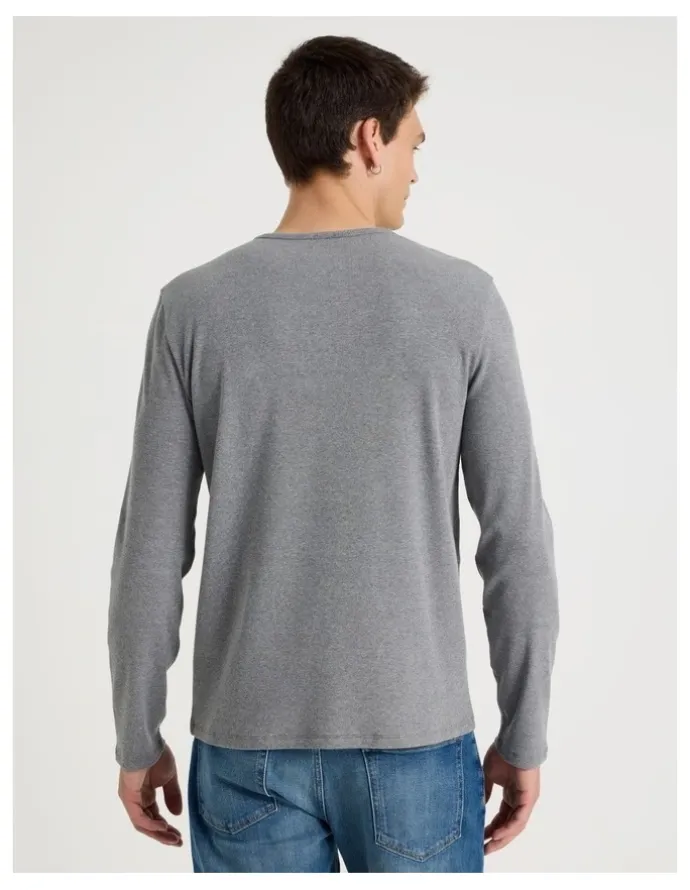 Grab Long Sleeve Rib T-Shirt in Charcoal