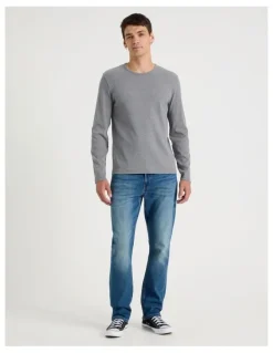 Grab Long Sleeve Rib T-Shirt in Charcoal