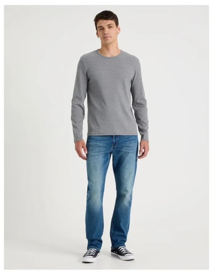 Grab Long Sleeve Rib T-Shirt in Charcoal