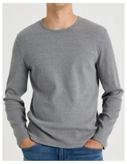 Grab Long Sleeve Rib T-Shirt in Charcoal