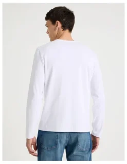 Grab Long Sleeve Rib T-Shirt in White