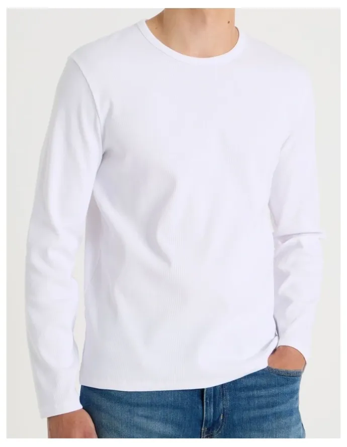 Grab Long Sleeve Rib T-Shirt in White