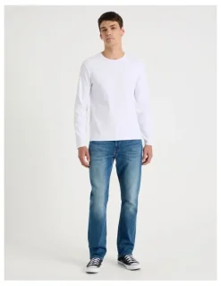Grab Long Sleeve Rib T-Shirt in White