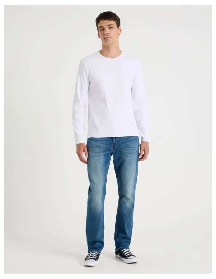 Grab Long Sleeve Rib T-Shirt in White