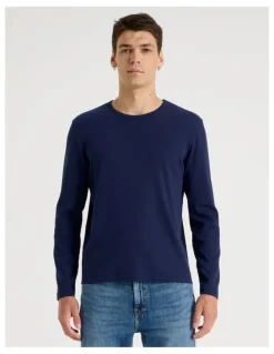 Grab Long Sleeve Rib T-Shirt in Navy