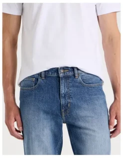 Grab Long Slim Bootcut Jeans in Mid Blues
