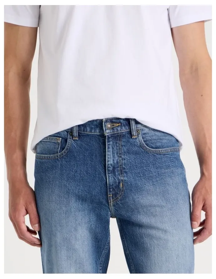 Grab Long Slim Bootcut Jeans in Mid Blues