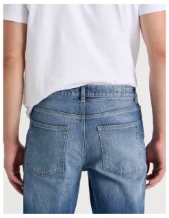 Grab Long Slim Bootcut Jeans in Mid Blues