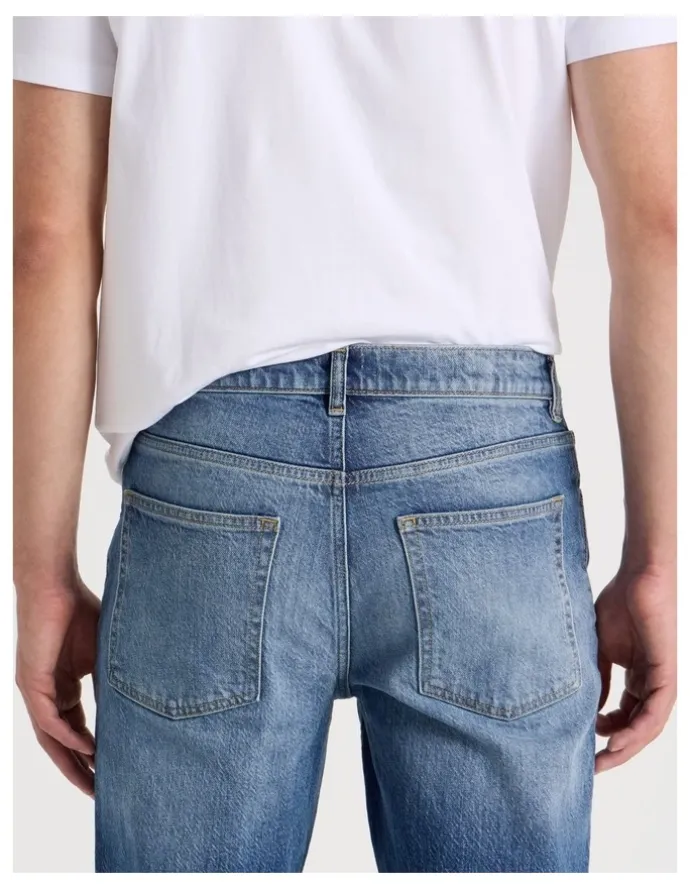 Grab Long Slim Bootcut Jeans in Mid Blues