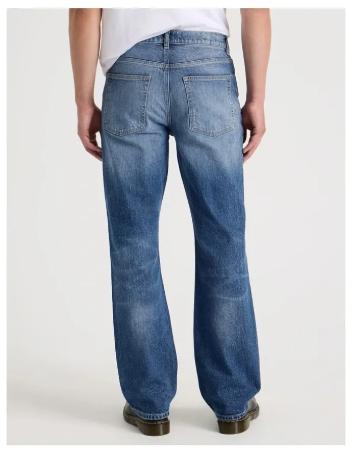 Grab Long Slim Bootcut Jeans in Mid Blues