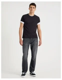 GRAB Long Straight At Waist Performance Jeans in Charcoal