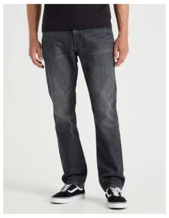 GRAB Long Straight At Waist Performance Jeans in Charcoal