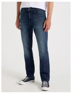 Grab Long Straight At Waist Tinted Jeans in Dark Denim