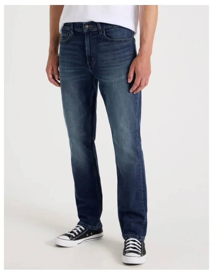 Grab Long Straight At Waist Tinted Jeans in Dark Denim