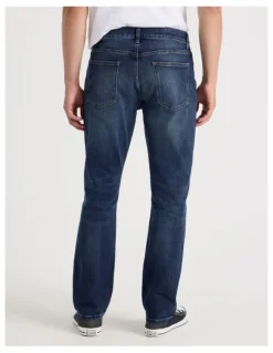 Grab Long Straight At Waist Tinted Jeans in Dark Denim