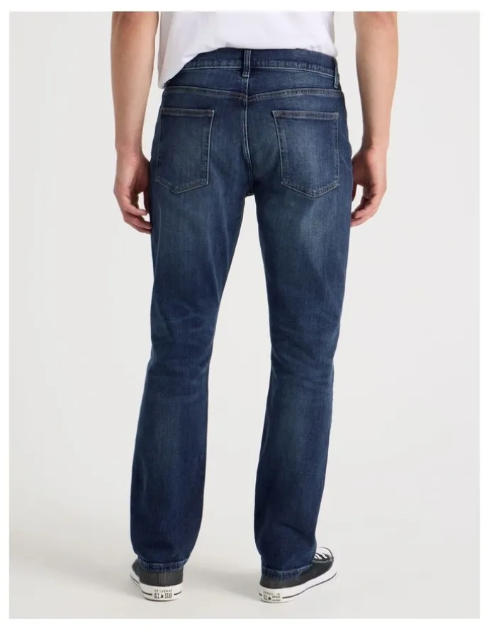 Grab Long Straight At Waist Tinted Jeans in Dark Denim