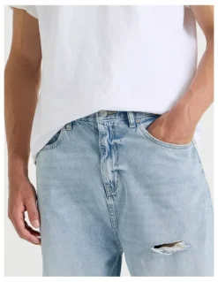 Grab Loose Baggy Destroyed Jeans in Brt Blue