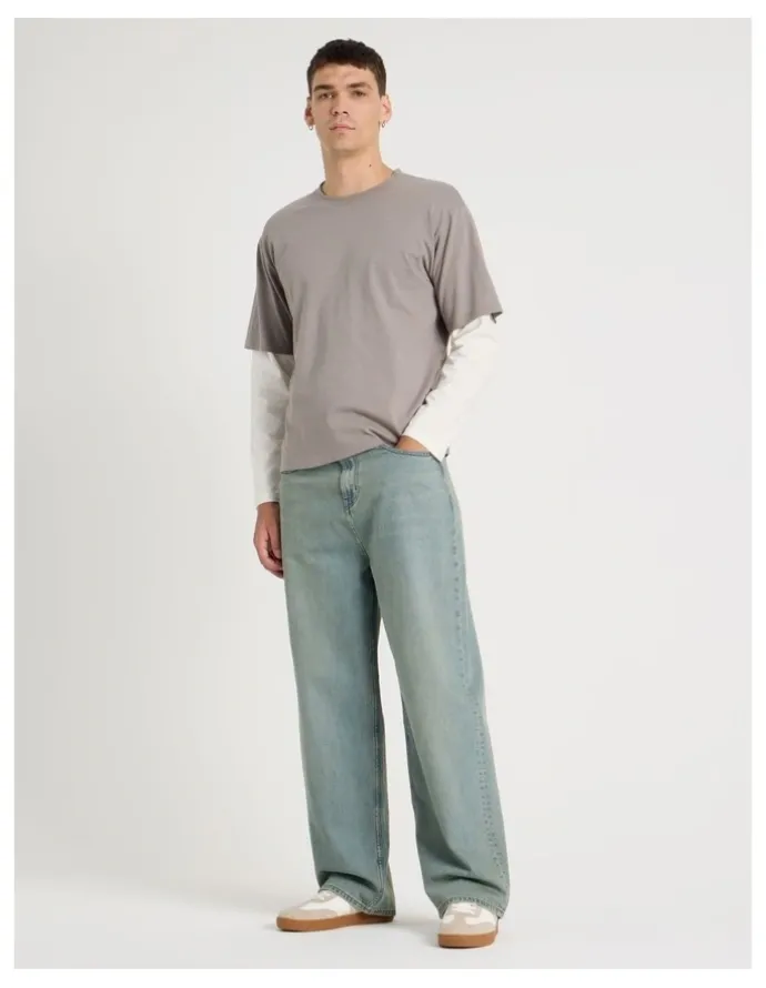 Grab Loose Baggy Green Cast Jeans in Light Blue