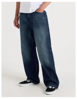 Grab Loose Baggy Jeans in Dark Denim