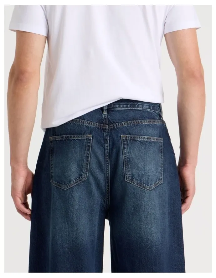 Grab Loose Baggy Jeans in Dark Denim
