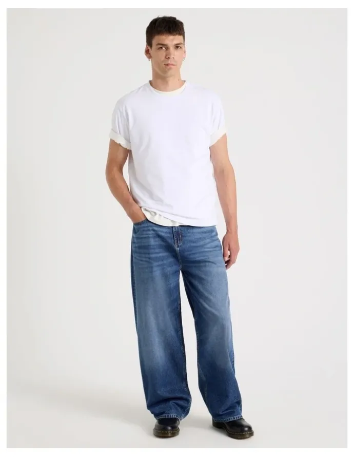 Grab Loose Baggy Jeans in Mid Blues