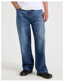 Grab Loose Baggy Jeans in Mid Blues
