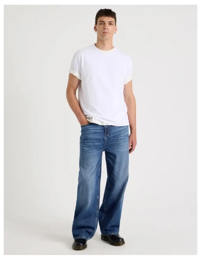Grab Loose Baggy Jeans in Mid Blues
