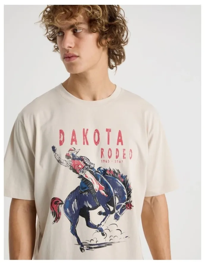Grab Loose Fit Crew Neck Graphic T-Shirt in Bone