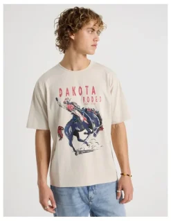Grab Loose Fit Crew Neck Graphic T-Shirt in Bone