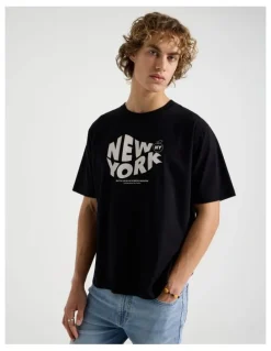 Grab Loose Fit Crew Neck Graphic T-Shirt in Black