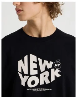 Grab Loose Fit Crew Neck Graphic T-Shirt in Black