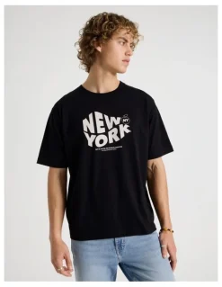 Grab Loose Fit Crew Neck Graphic T-Shirt in Black