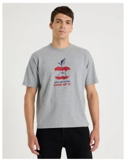 Grab Loose Graphic T-Shirt Short Sleeve in Grey Marle