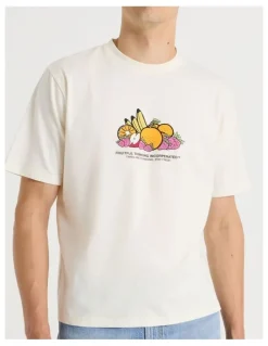 Grab Loose Graphic T-Shirt Short Sleeve in Ecru