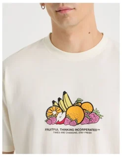 Grab Loose Graphic T-Shirt Short Sleeve in Ecru