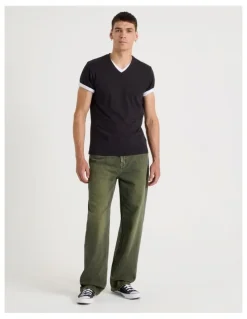 Grab Loose Wide Leg Green Tint Jeans in Green