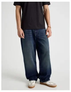 GRAB Loose Wide Leg Jeans in Dark Denim
