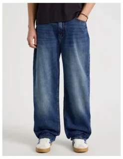 GRAB Loose Wide Leg Jeans in Mid Blues