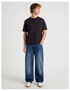 GRAB Loose Wide Leg Jeans in Mid Blues