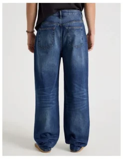 GRAB Loose Wide Leg Jeans in Mid Blues