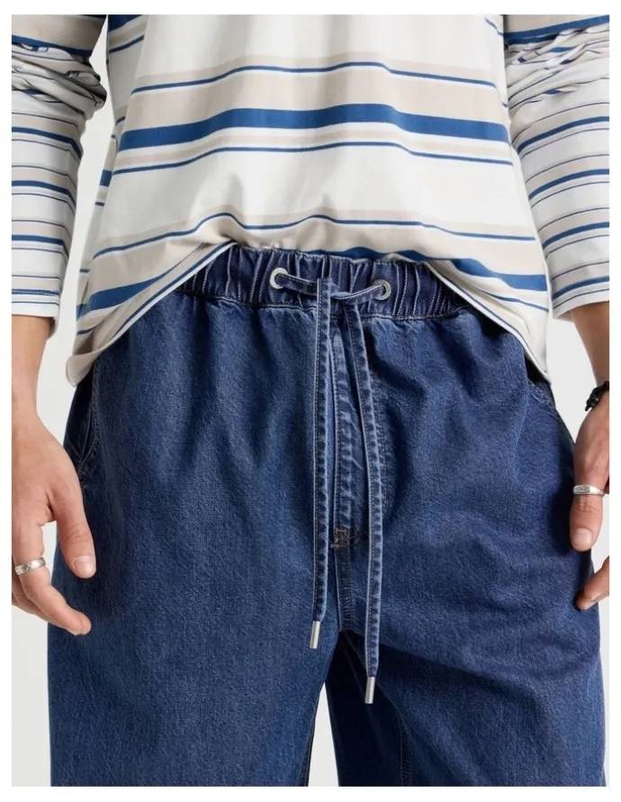 Grab Lyocell Blend Elastic Waist Jeans in Bright Blue