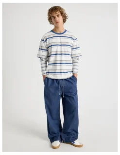 Grab Lyocell Blend Elastic Waist Jeans in Bright Blue